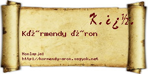 Körmendy Áron névjegykártya