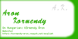 aron kormendy business card